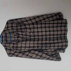 Lane Bryant Plaid Black/Gold button down shirt